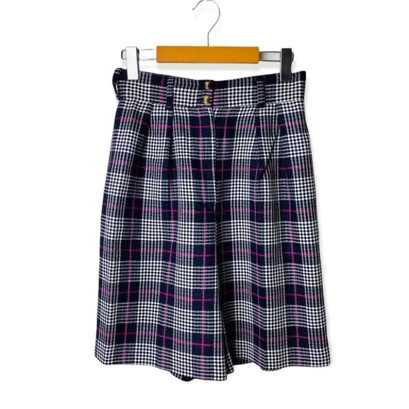 Louben  Vintage High Waisted Checker Plaid Shorts - Picture 2 of 8